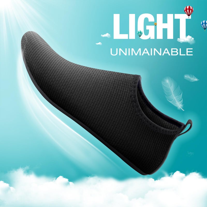 SEEKWAY Water Shoes Quick-Dry Aqua Socks Barefoot Slip-on for Beach Pool Swim River Yoga Lake Surf Women Men Black SK001 - Image 5